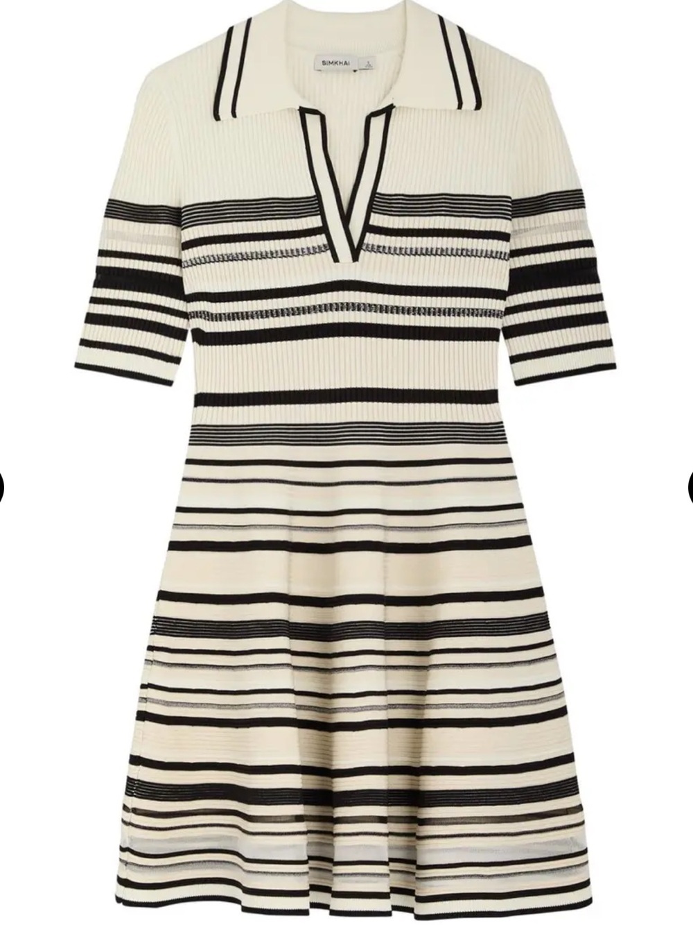 NEW SIMKHAI Dessie Striped Ribbed Knit Mini Dress Medium Cream Black - Picture 7 of 7